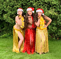 Hula Dancers with Santa Hats
